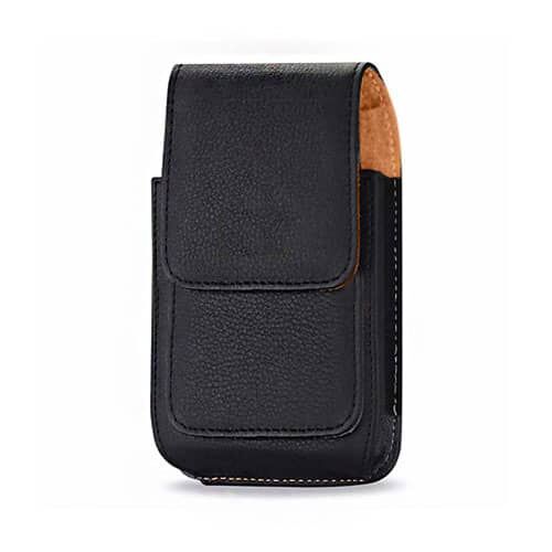 Vertical leather smartphone pouch, Black, 5"
