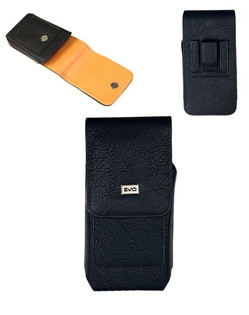 Vertical leather smartphone pouch, Black, 6"
