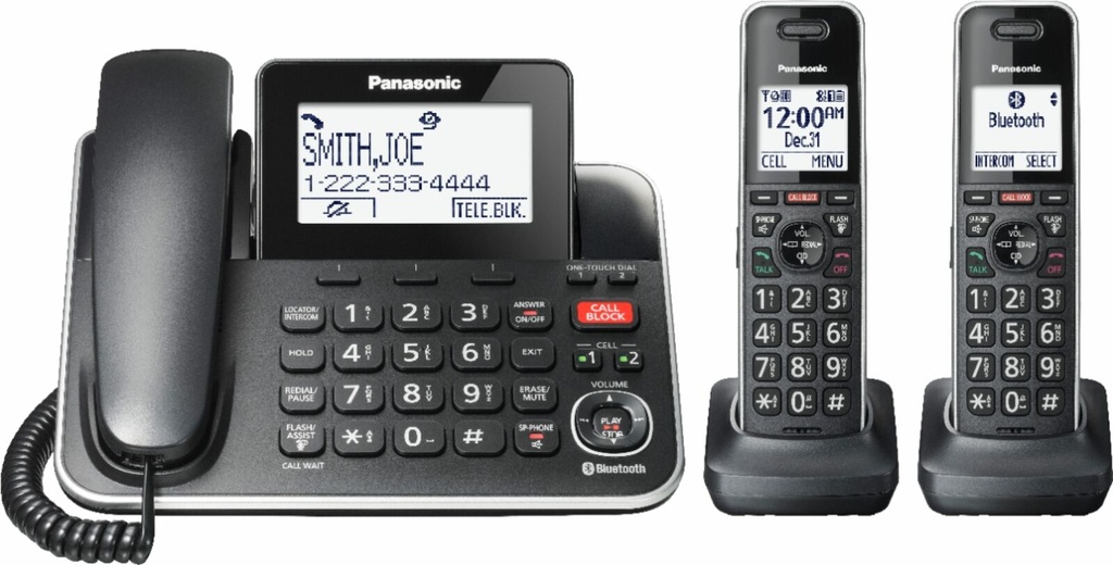 [DP882] Desk Phone - Panasonic KX-TGF882B - w/ 2 additional cordless handsets (New)