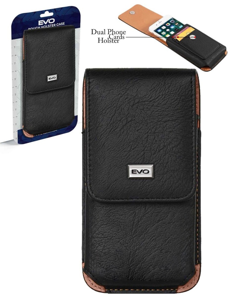 Vertical leather smartphone pouch, Black, 5.5" 