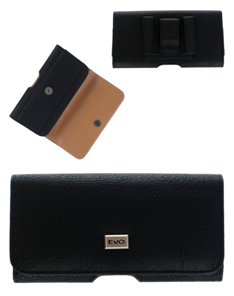 Horizontal leather smartphone pouch, Black, 5.5"