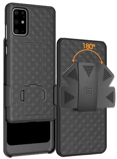 [AS20CB] Case for Galaxy S20, Hard Protective Case + Belt Holster, Black