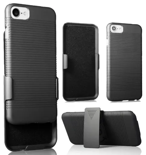 [AISE20CB] Case for iPhone SE (2nd/3rd gen), iPhone 7, iPhone 8, Hard Protective Case + Belt Holster, Black