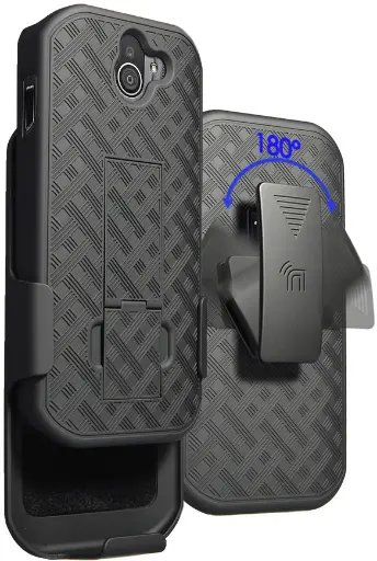 [AK69CB:BK] Case for for Kyocera DuraForce PRO 2 (E6910, E6920), Hard Protective Case + Belt Holster, Black