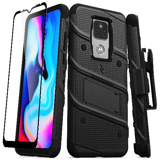 [AMGPLCB] Case for Moto G Play 2021, Protective Case + Belt Holster, Black