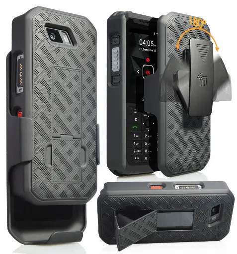 [AS58CB] Case for Sonim XP5s (XP5800), Hard Protective Case + Belt Holster, Black